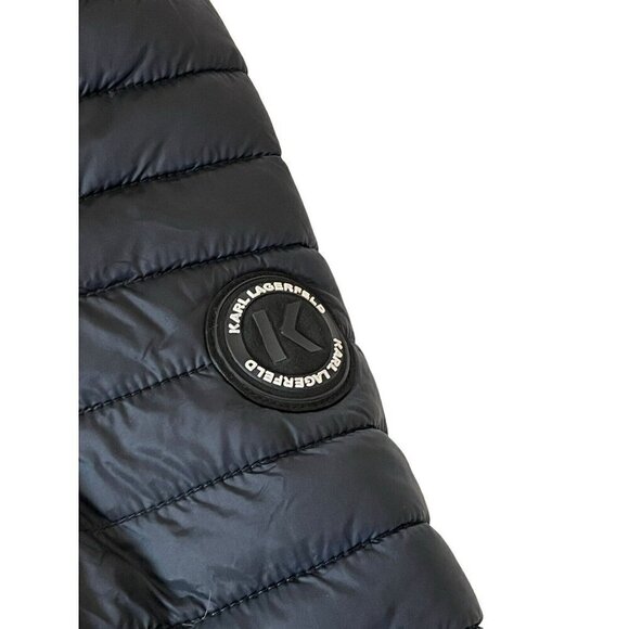 Karl Lagerfeld Men's Size Medium Cool Gray Packable Hooded Quilted Puffer Jacket - Picture 7 of 12